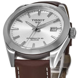 Buy Shop Tissot Gentleman Powermatic 80 Silicium Silver Dial Brown Leather Strap Watch For Men - T127.407.16.031.01 USA Online