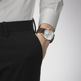 Buy Shop Tissot Gentleman Silver Dial Brown Leather Strap Watch For Men - T127.410.16.031.00 USA Online