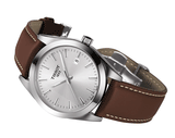 Buy Shop Tissot Gentleman Silver Dial Brown Leather Strap Watch For Men - T127.410.16.031.00 USA Online