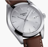 Buy Shop Tissot Gentleman Silver Dial Brown Leather Strap Watch For Men - T127.410.16.031.00 USA Online
