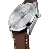 Buy Shop Tissot Gentleman Silver Dial Brown Leather Strap Watch For Men - T127.410.16.031.00 USA Online