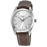Buy Shop Tissot Gentleman Silver Dial Brown Leather Strap Watch For Men - T127.410.16.031.00 USA Online