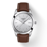 Buy Shop Tissot Gentleman Silver Dial Brown Leather Strap Watch For Men - T127.410.16.031.00 USA Online