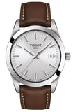 Buy Shop Tissot Gentleman Silver Dial Brown Leather Strap Watch For Men - T127.410.16.031.00 USA Online