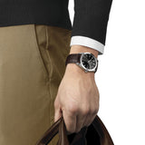 Buy Shop Tissot Gentlemen Black Dial Brown Leather Strap Watch for Men - T127.410.16.051.01 USA Online