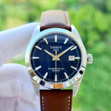 Buy Shop Tissot Gentlemen Powermatic 80 Silicium Blue Dial Brown Leather Strap Watch For Men - T127.407.16.041.00 USA Online