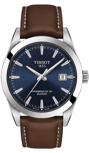 Buy Shop Tissot Gentlemen Powermatic 80 Silicium Blue Dial Brown Leather Strap Watch For Men - T127.407.16.041.00 USA Online