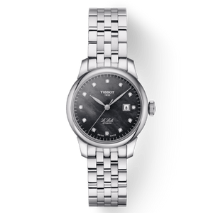 Buy Shop Tissot Le Locle Automatic Diamonds Mother of Pearl Black Dial Silver Steel Strap Watch For Women - T006.207.11.126.00 USA Online
