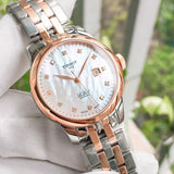 Buy Shop Tissot Le Locle Automatic Diamonds Mother of Pearl White Dial Two Tone Steel Strap Watch For Women - T006.207.22.116.00 USA Online