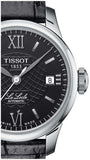 Buy Shop Tissot Le Locle Automatic Lady Black Dial Black Leather Strap Watch for Women - T41.1.123.57 USA Online