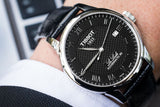 Buy Shop Tissot Le Locle Powermatic 80 Black Dial Black Leather Strap Watch For Men - T006.407.16.053.00 USA Online