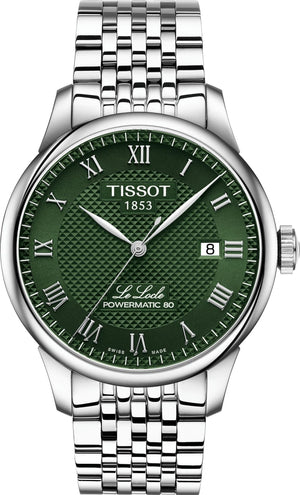 Buy Shop Tissot Le Locle Powermatic 80 Automatic Green Dial Silver Steel Strap Watch for Men - T006.407.11.093.00 USA Online