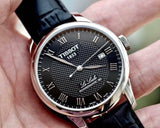 Buy Shop Tissot Le Locle Powermatic 80 Black Dial Black Leather Strap Watch For Men - T006.407.16.053.00 USA Online