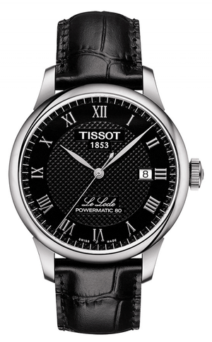 Buy Shop Tissot Le Locle Powermatic 80 Black Dial Black Leather Strap Watch For Men - T006.407.16.053.00 USA Online