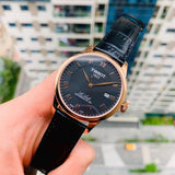 Buy Shop Tissot Le Locle Powermatic 80 Black Dial Black Leather Strap Watch For Men - T006.407.36.053.00 USA Online