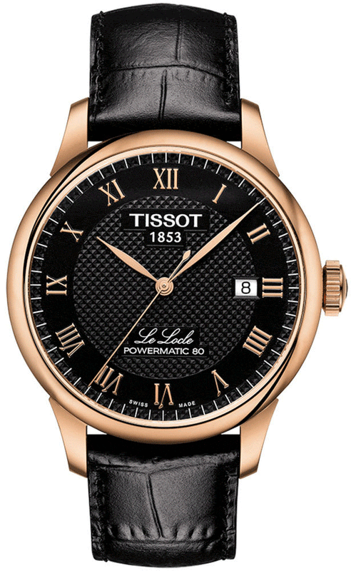 Buy Shop Tissot Le Locle Powermatic 80 Black Dial Black Leather Strap Watch For Men - T006.407.36.053.00 USA Online