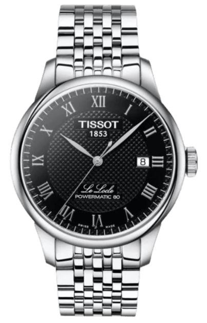 Buy Shop Tissot Le Locle Powermatic 80 Black Dial Silver Steel Strap Watch For Men - T006.407.11.053.00 USA Online