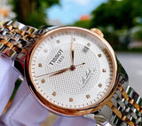 Buy Shop Tissot Le Locle Powermatic 80 Diamonds Silver Dial Two Tone Steel Strap Watch For Men - T006.407.22.036.01 USA Online