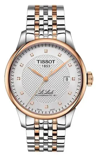 Buy Shop Tissot Le Locle Powermatic 80 Diamonds Silver Dial Two Tone Steel Strap Watch For Men - T006.407.22.036.01 USA Online