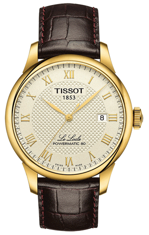 Buy Shop Tissot Le Locle Powermatic 80 Gold Dial Brown Leather Strap Watch For Men - T006.407.36.263.00 USA Online