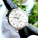 Buy Shop Tissot Le Locle Powermatic 80 Silver Dial Black Leather Strap Watch For Men - T006.407.16.033.00 USA Online