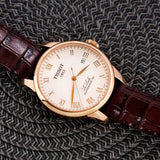 Buy Shop Tissot Le Locle Powermatic 80 Silver Dial Brown Leather Strap Watch For Men - T006.407.36.033.00 USA Online