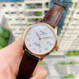 Buy Shop Tissot Le Locle Powermatic 80 Silver Dial Brown Leather Strap Watch For Men - T006.407.36.033.00 USA Online