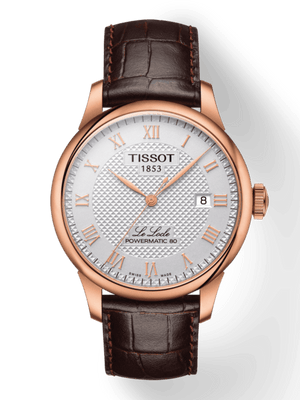 Buy Shop Tissot Le Locle Powermatic 80 Silver Dial Brown Leather Strap Watch For Men - T006.407.36.033.00 USA Online