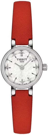 Buy Shop Tissot Lovely Round Mother of Pearl Dial Red Leather Strap Watch for Women - T140.009.16.111.00 USA Online