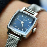 Buy Shop Tissot Lovely Square Blue Dial Silver Mesh Bracelet Watch For Women - T058.109.11.041.00 USA Online