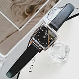 Buy Shop Tissot Lovely Square Quartz Diamonds Black Dial Black Leather Strap Watch For Women - T058.109.16.056.00 USA Online