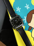 Buy Shop Tissot Lovely Square Quartz Diamonds Black Dial Black Leather Strap Watch For Women - T058.109.16.056.00 USA Online