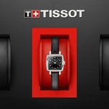Buy Shop Tissot Lovely Square Quartz Diamonds Black Dial Black Leather Strap Watch For Women - T058.109.16.056.00 USA Online
