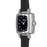 Buy Shop Tissot Lovely Square Quartz Diamonds Black Dial Black Leather Strap Watch For Women - T058.109.16.056.00 USA Online