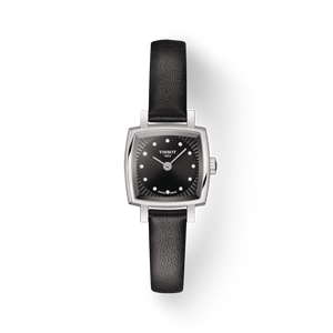 Buy Shop Tissot Lovely Square Quartz Diamonds Black Dial Black Leather Strap Watch For Women - T058.109.16.056.00 USA Online