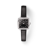 Buy Shop Tissot Lovely Square Quartz Diamonds Black Dial Black Leather Strap Watch For Women - T058.109.16.056.00 USA Online