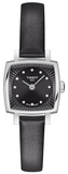 Buy Shop Tissot Lovely Square Quartz Diamonds Black Dial Black Leather Strap Watch For Women - T058.109.16.056.00 USA Online