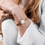 Buy Shop Tissot Lovely Square Silver Dial Gold Mesh Bracelet Watch For Women - T058.109.33.031.00 USA Online