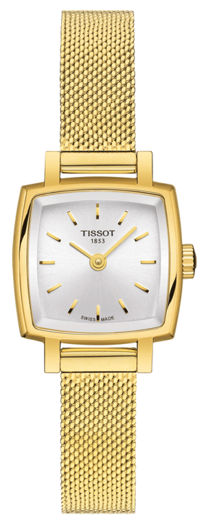 Buy Shop Tissot Lovely Square Silver Dial Gold Mesh Bracelet Watch For Women - T058.109.33.031.00 USA Online