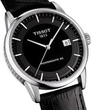 Buy Shop Tissot Luxury Powermatic 80 Black Dial Black Leather Strap Watch For Men - T086.407.16.057.00 USA Online