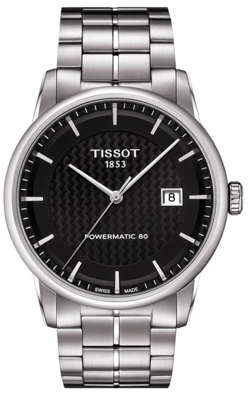 Buy Shop Tissot Luxury Powermatic 80 Black Dial Silver Steel Strap Watch for Men - T086.407.11.201.02 USA Online