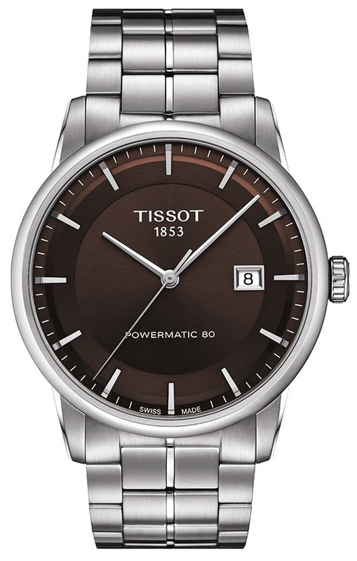 Buy Shop Tissot Luxury Powermatic 80 Brown Dial Silver Steel Strap Watch For Men - T086.407.11.291.00 USA Online