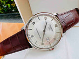 Buy Shop Tissot Luxury Powermatic 80 Silver Dial Brown Leather Strap Watch For Men - T086.407.16.037.00 USA Online