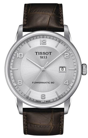 Buy Shop Tissot Luxury Powermatic 80 Silver Dial Brown Leather Strap Watch For Men - T086.407.16.037.00 USA Online