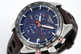 Tissot PRS 516 Chronograph Blue Dial Brown Leather Strap Watch For Men - T100.417.16.041.00