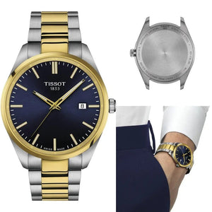 Buy Shop Tissot PR 100 Blue Dial Two Tone Steel Strap Watch for Men - T150.410.22.041.00 USA Online
