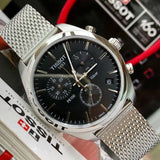 Buy Shop Tissot PR 100 Chronograph Black Dial Silver Mesh Bracelet Watch For Men - T101.417.11.051.01 USA Online