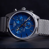 Buy Shop Tissot PR 100 Chronograph Blue Dial Silver Mesh Bracelet Watch for Men - T101.417.11.041.00 USA Online