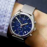 Buy Shop Tissot PR 100 Chronograph Blue Dial Silver Mesh Bracelet Watch for Men - T101.417.11.041.00 USA Online
