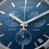Buy Shop Tissot PR 100 Chronograph Blue Dial Silver Mesh Bracelet Watch for Men - T101.417.11.041.00 USA Online